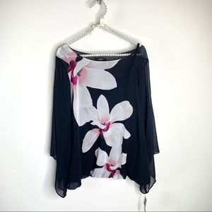 NWT! Alfani Black Floral Blouse